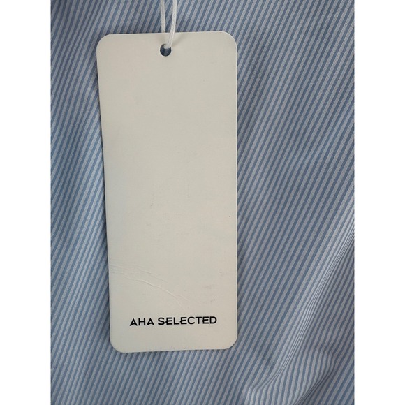 Aha Selected Mens XL Blue White Striped AA Stretch Commuter Long Sleeve NWT - Picture 8 of 10